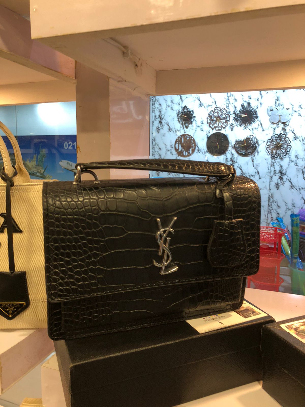 YSL crocodile structure shoulder bag