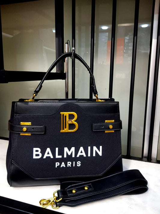 BALMAIN Canvas B-buzz Top Handle Bag